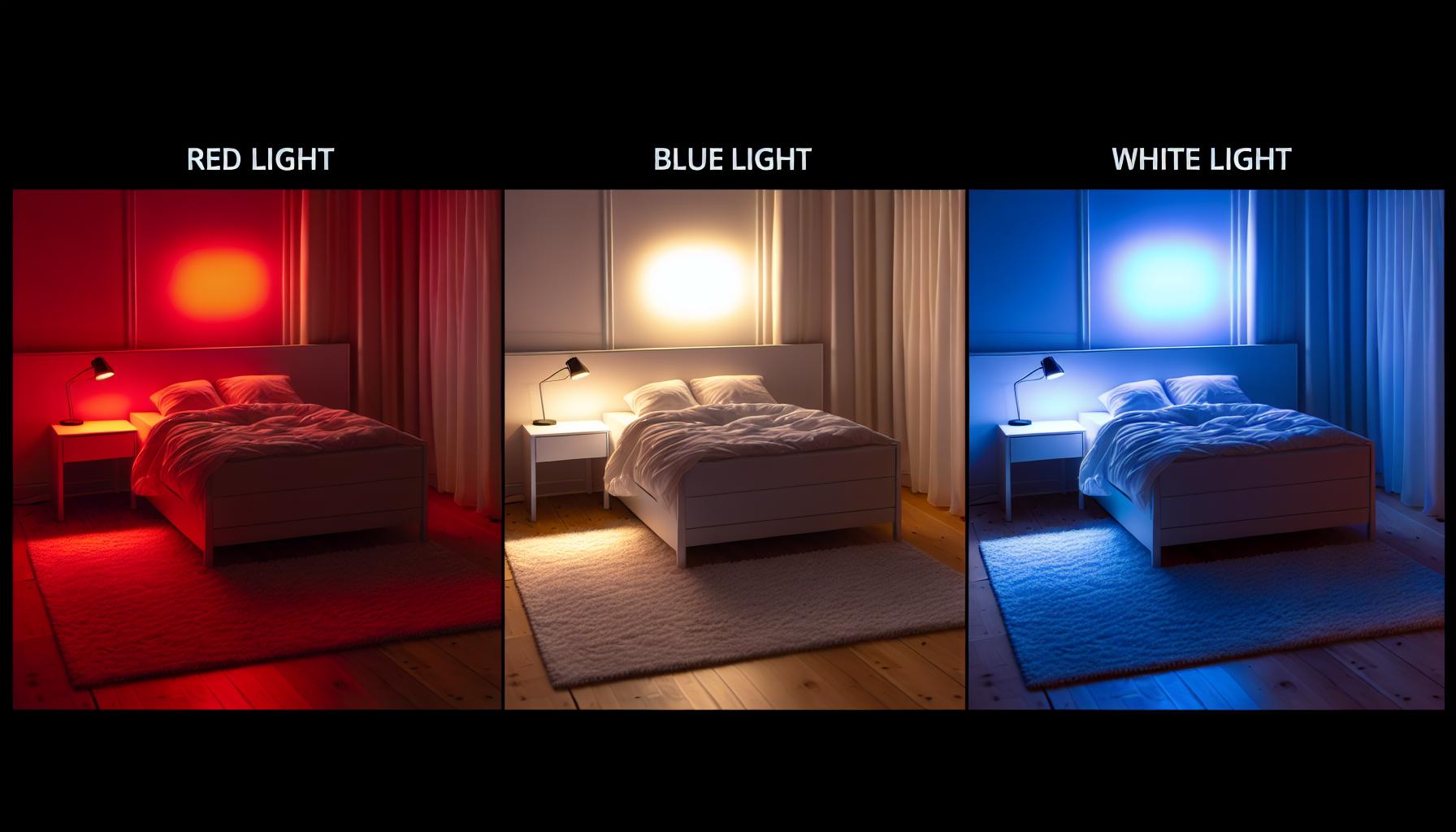 Srovnání červeného‌ světla ⁤s modrým a⁢ bílým světlem na spánek